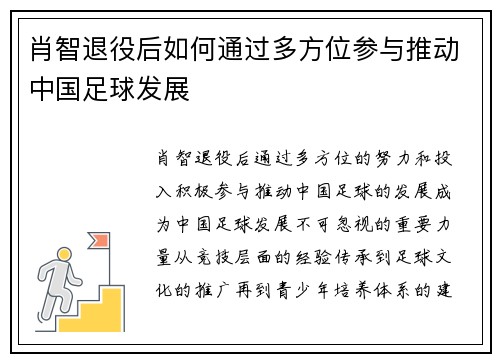 肖智退役后如何通过多方位参与推动中国足球发展